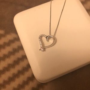 Light pink and sterling silver heart necklace